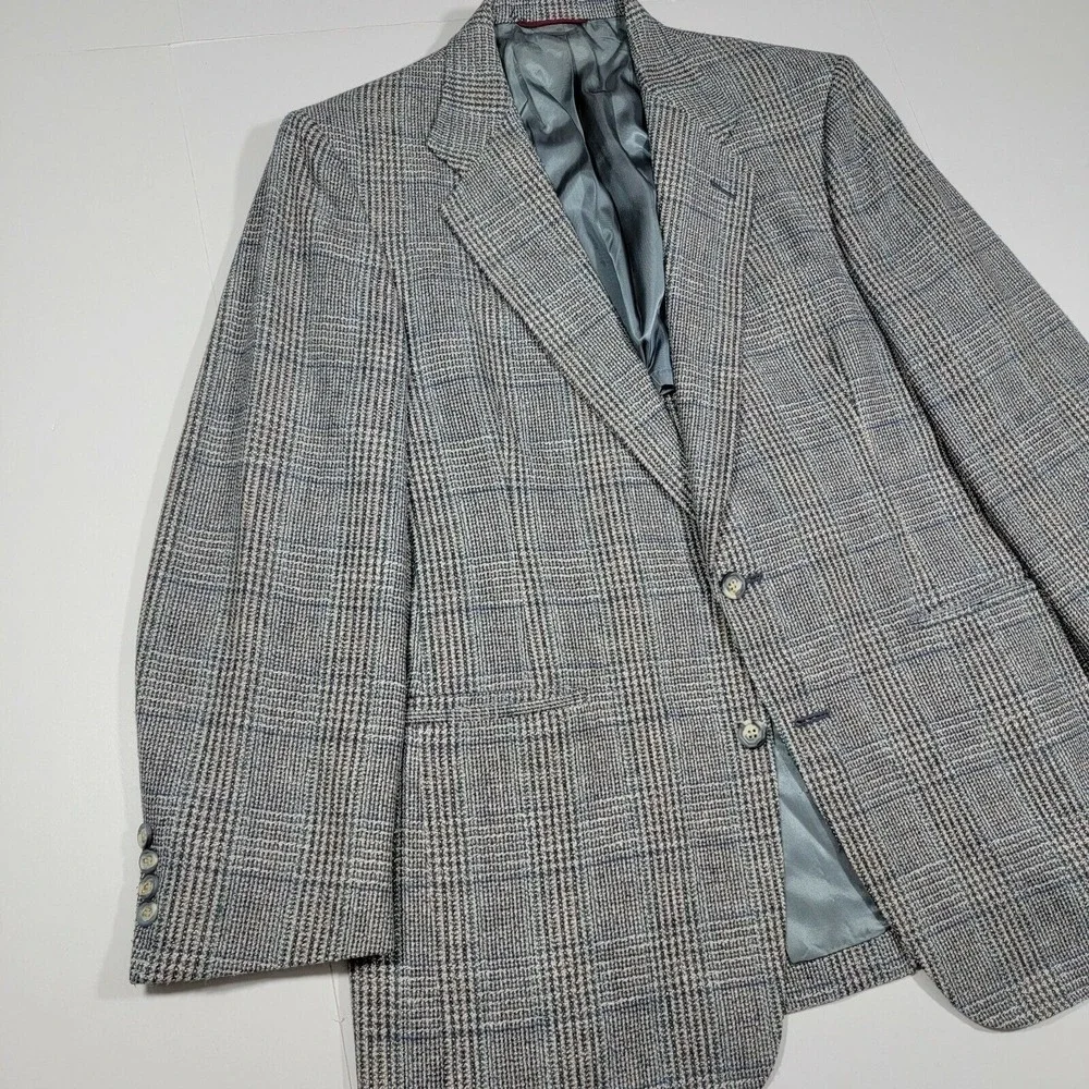 Hart Schaffner Marx Famous Barr‎ Vintage Sport Coat - Gray Blue - about 45R